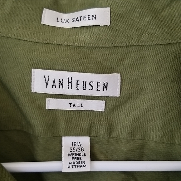 Van Heusen Lux Sage Green Long Sleeve Button Down Shirt Business Office Career - Picture 5 of 10
